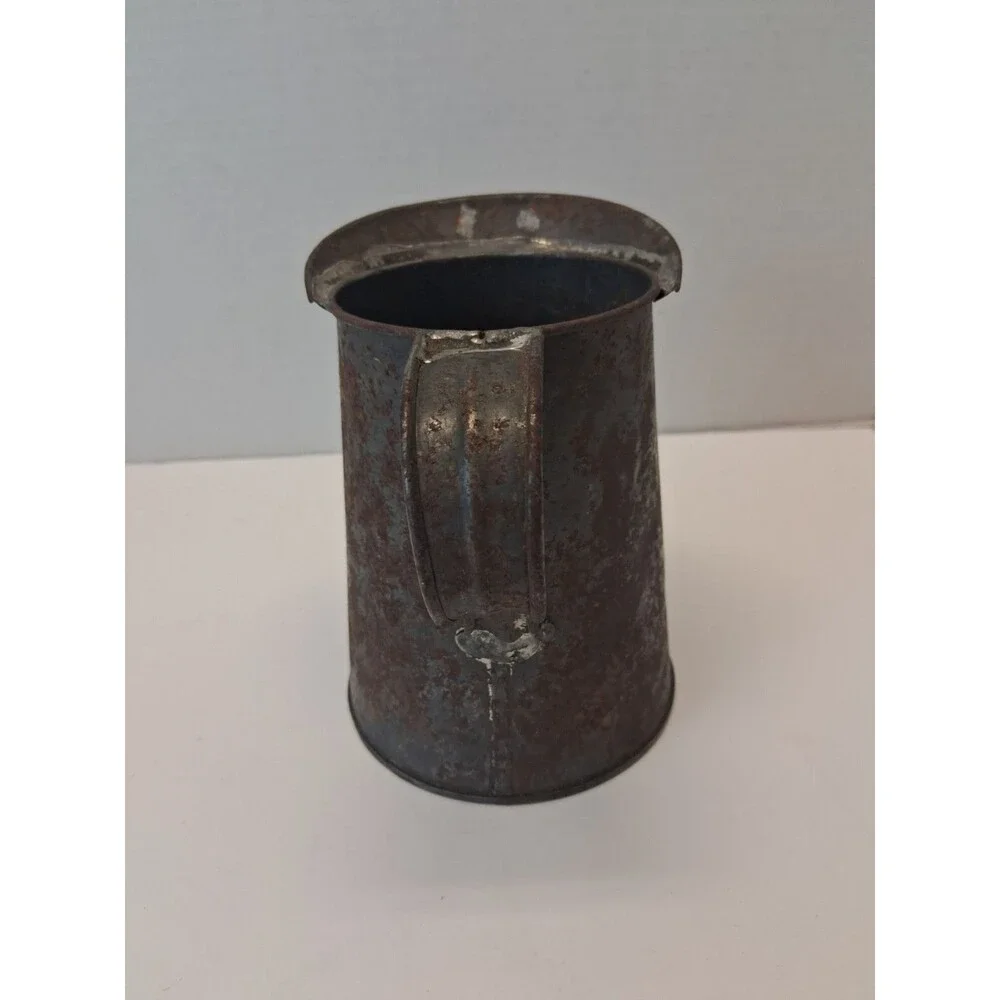 VTG CANCO Galvanized Steel Milk Cream Pitcher 30 oz Farmhouse Primitive Jug 1920